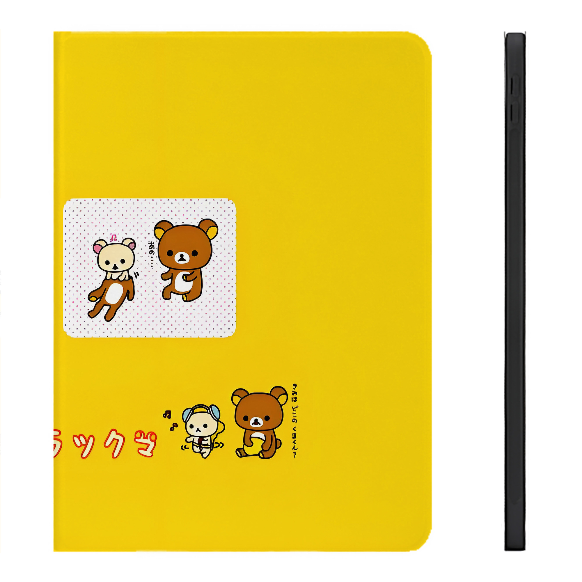 （画像用） リラックマ リラックマ キイロイトリ Rilakkuma Korilakkuma Kiiroitori IPadケース ペンホルダー付き ブックスタイルデザイン
